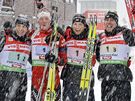 Vítzná norská tafeta ze závodu SP v Hochfilzenu: zleva Ole Einar Björndalen, Tarjei Bö, Alexander Os a Emil Helge Svendsen