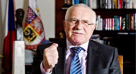 Prezident Václav Klaus pi rozhovoru pro MF DNES.