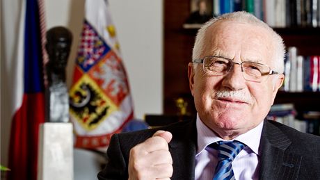 Prezident Václav Klaus pi rozhovoru pro MF DNES.