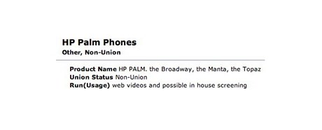 Casting na herce v reklam na nov produkty HP Palm