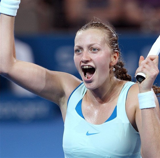 Petra Kvitová se raduje z turnajového triumfu v Brisbane