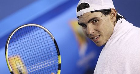 Rafael Nadal pi tréninku na Australian Open 