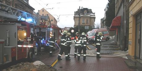 Zásah hasi v ulici 5. kvtna v centru Liberce.