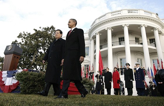 Obama s ínským prezidentem Chu in-tchaem