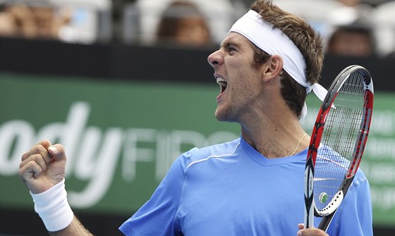 Juan Martin Del Potro se raduje z první výhry po tém 12 msících