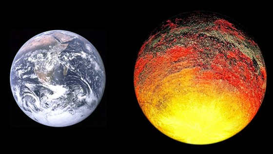 Porovnání Zem a planety Kepler-10b