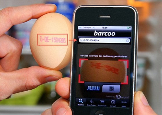 Aplikace Barcoo umí peíst kód na vajíkách