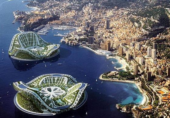 Takhle by mohlo podle studia Future Laboratory vypadat Monako v roce 2030: Na vizualizaci vidíte ekologicky sobstané resorty, které budou plout od jedné dovolenkové destinace k dalí