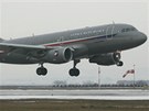 Letoun Airbus A-319 CJ na smíeném letiti v Bochoi u Perova.