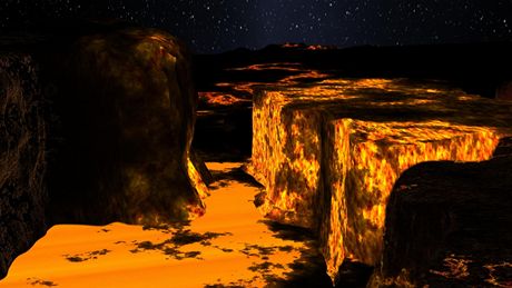 Vizualizace možného povrchu planety Kepler-10b