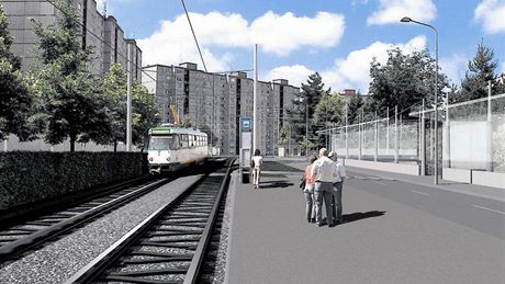 Jedna ze straích vizualizací tramvajové trat do Rochlice.
