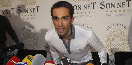 Alberto Contador na tiskové konferenci