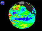Fenomén La Nia. NASA zachytila výrazné ochlazení vod v Pacifiku (modrá a fialová barva) 26. prosince 2010