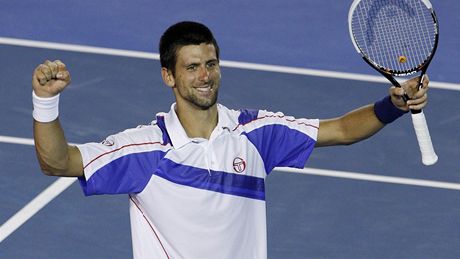 Novak Djokovi se raduje z postupu do semifinále Australian Open