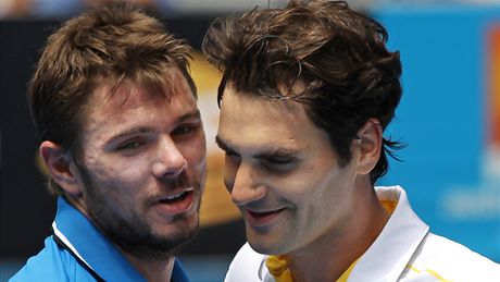 Roger Federer (vpravo) a  Stanislas Wawrinka