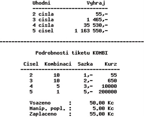 Tiket, na kter� s�zka� ze Zl�na vyhr�l p�es milion korun.