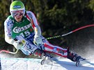 Americký závodník Bode Miller na trati superobího slalomu v Hinterstoderu