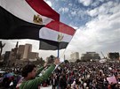 Demonstrace proti prezidentu Mubarakovi na námstí Tahrír v Káhie (6. února...