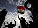 Demonstrace proti prezidentu Mubarakovi na námstí Tahrír v Káhie (6. února...