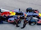 Sebastian Vettel (vpravo) a Mark Webber s monopostem Red Bull 2011.