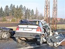 Tragická nehoda u Prostjova, pi které zemelo pt dosplých a jedno dít.
