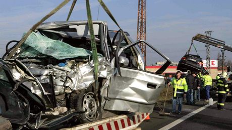 Tragická dopravní nehoda na dálnici v Prostějově. (9. února 2011)