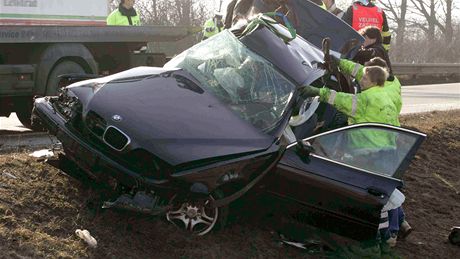 Tragická dopravní nehoda na dálnici v Prostějově. (9. února 2011)