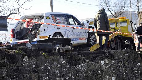 Kubicova škoda po havárii v Rallye Ronde di Andora.