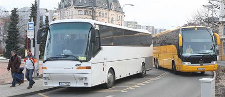 Autobus Student Agency na lince Liberec - Praha zaal zajídt do libereckého centra.