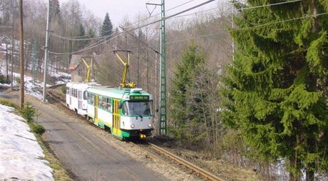 Tramvajová tra mezi Jabloncem nad Nisou a Libercem.