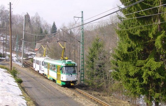 Tramvajová tra mezi Jabloncem nad Nisou a Libercem.