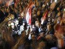 Egypané v Káhie slaví rezignaci Husního Mubaraka (11. února 2011)