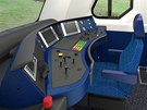 Interiér nové lokomotivy pro eské dráhy z dílny kody Transportation.