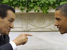 Husn Mubarak v Ovln pracovn Blho domu s americkm prezidentem Barackem Obamou v z 2010 