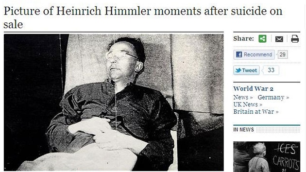 Dosud nepublikovan snmky Heinricha Himmlera pozen bezprostedn po jeho sebevrad v kvtnu 1945