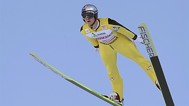 Rakouský skokan na lyích Thomas Morgenstern bhem závodu ve Vikersundu.