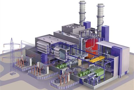 Paroplynová elektrárna. Ilustraní