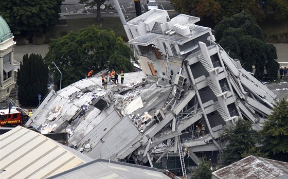 Msto Christchurch na Novém Zélandu po zemtesení. (22.2. 2011)