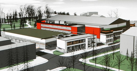 Stavba nové tréninkové haly s podzemním parkovitm vedle Horáckého zimního stadionu v Jihlav by mohla zaít v záí (ilustraní snímek).