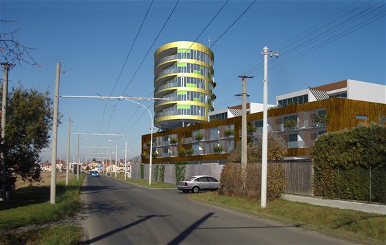 Výková budova, která má stát na pozemku seveném ulicemi Nepomuckou a tefánikovo v Plzni. 