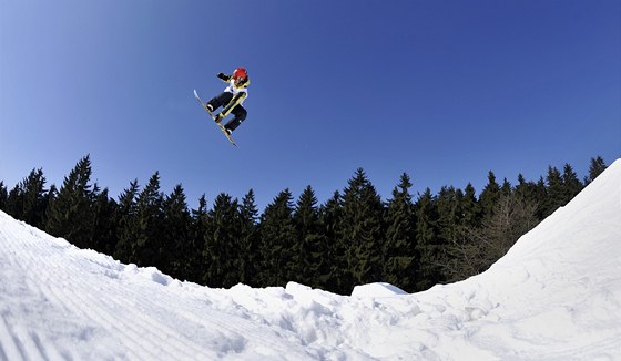 Snowboarding.