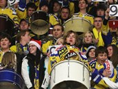 KOTEL. Skaln fanouci Zlna se odnepamti schzej v rohu stadionu