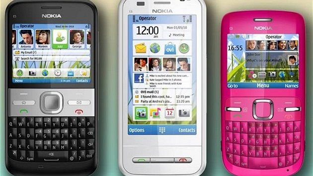 Nokia E5, C6 a C3