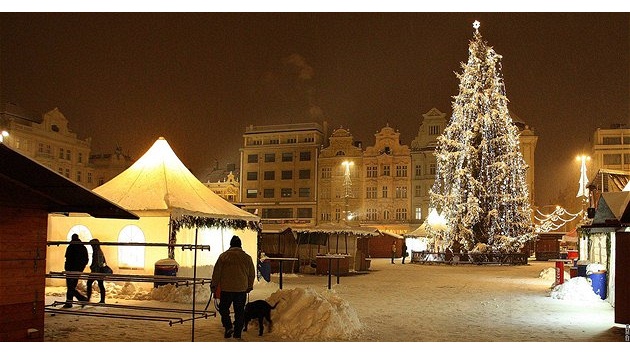 Vánoční strom na náměstí Republiky v Plzni