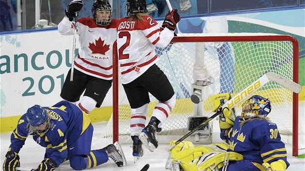 Kanada - �védsko; p�ekonaná gólmanka Kim Martinová