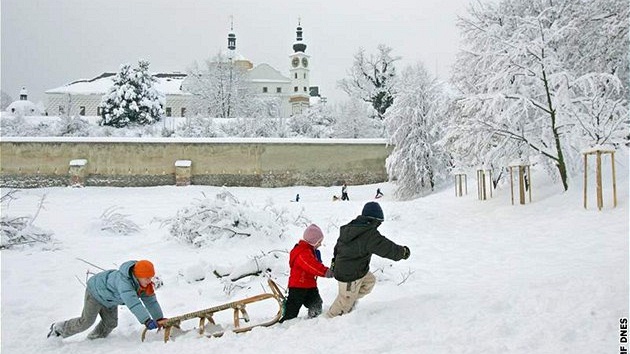 Zasnen centrum Pardubic. (12. ledna 2010)