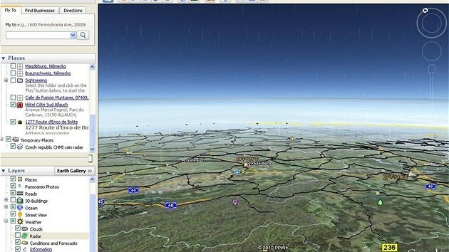 Google ukazuje po�así v reálném �ase