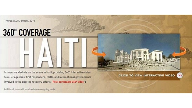 Immersive Media a jejich projekt interaktivních panoramatických videí ze zemtesením postieného Haiti