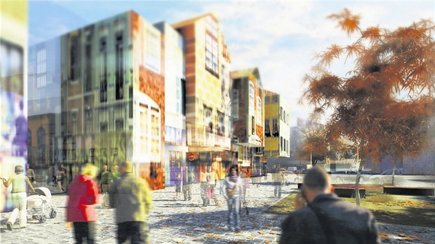 Vizualizace obchodního a spoleenského centra, které má vzniknout v centru Prostjova.