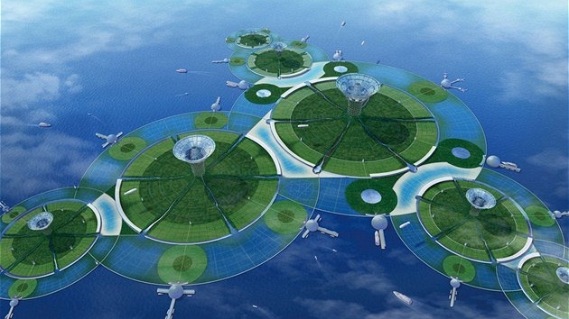 Umlé plovoucí ostrovy podle návrhu japonské firmy Shimizu